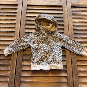 Carter's Leopard Print Hooded Zip-Up Sweatshirt - Brown Tan Black 18 Months